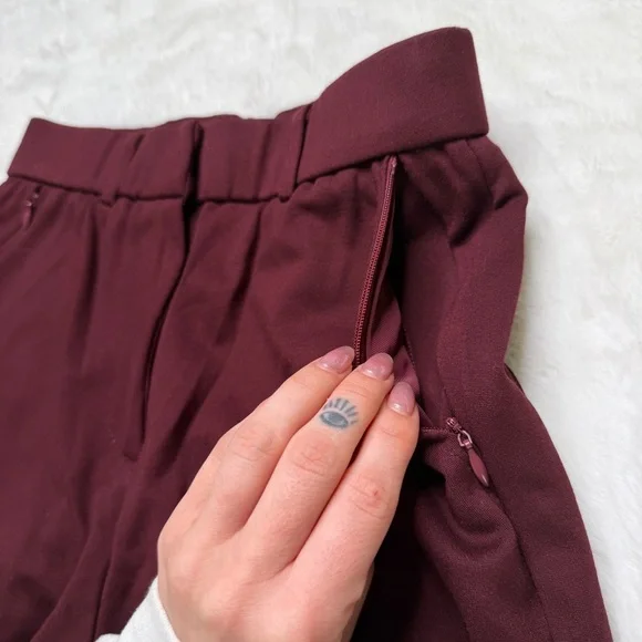 OGL Ponte-De-Roma High Rise Wide Leg Trousers Dark Berry XS - Picture 2 of 7